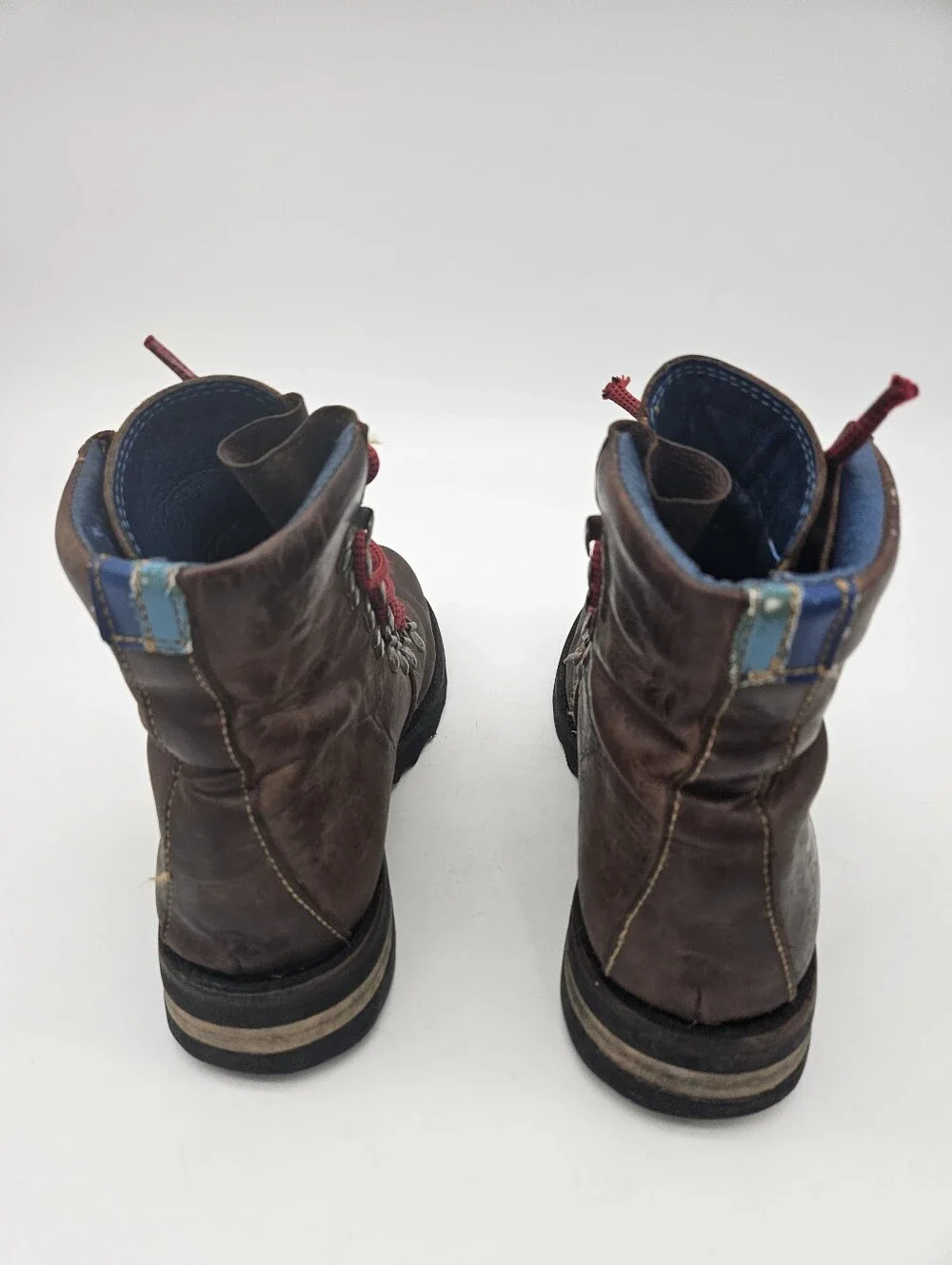 John Fluevog Brown Banker Soros Lace Up Leather Boots Mens Sz 7